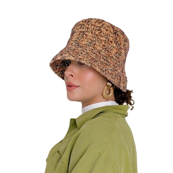 Vintage 90s Romcom Multi Color Cotton Knitted Feminine Bowler Hat Diane Keaton - Picture 4 of 7